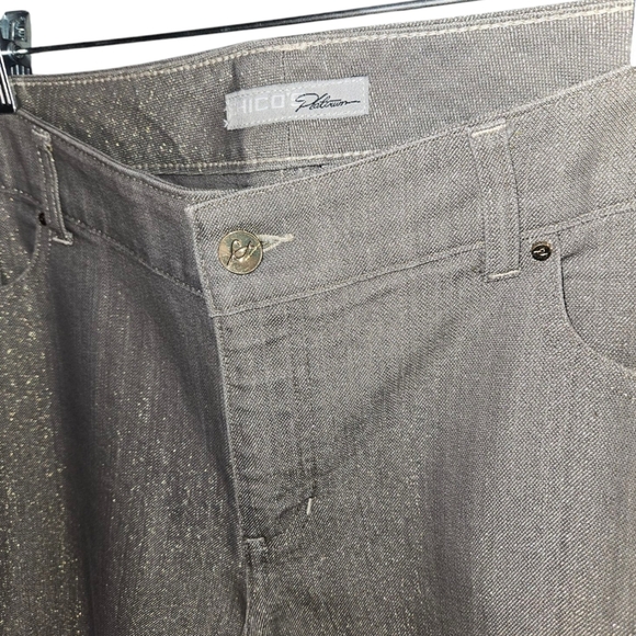 NWOT Chico's Platinum Ultimate Fit Slim Leg Gold Shimmer Jeans - Picture 4 of 4